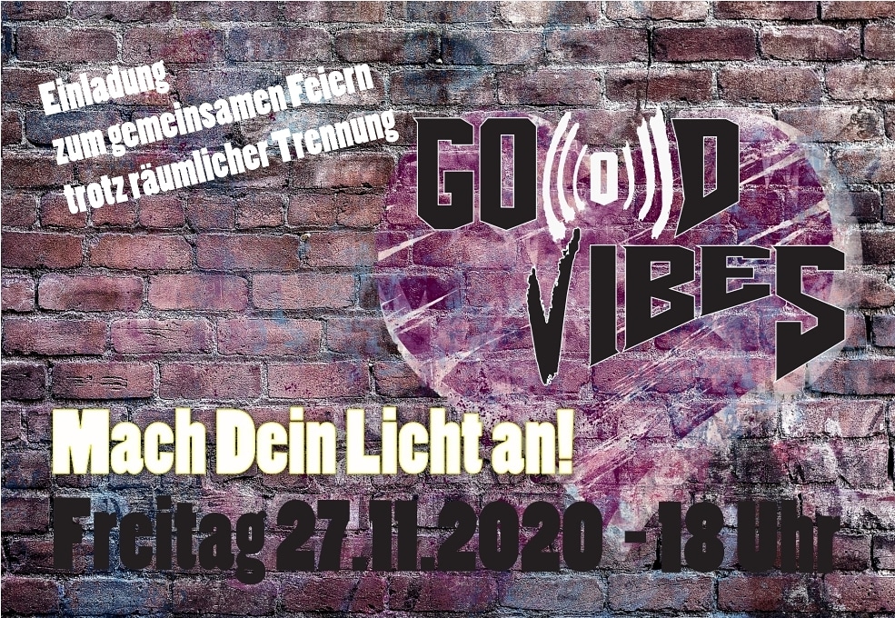 Einladung zum gemeinsamen Feiern trotz räumlicher Trennung.