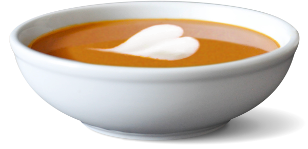 Suppe mit Herz-Deko